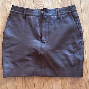 Ksubi Brown Leather Mini Skirt sz 29